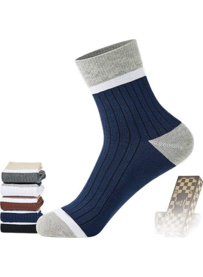 Liangrenfang Socks For Men, Summer Men'S Socks, 100% Pure Cotton, Odor-Resistant, Sweat-Absorbing, Antibacterial, Wear-Resistant, 7A Grade Xinjiang Cotton Mid-Calf Socks