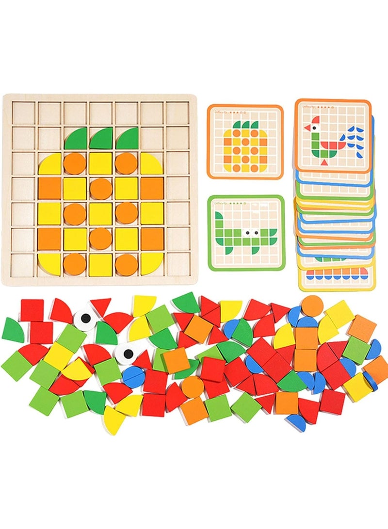 Hedge Colorful Pattern Block Puzzle Board with Cards Educational Shape Matching Game Brain Development and Hand-Eye Coordination Learning Toy for Boys and Girls - Image 5
