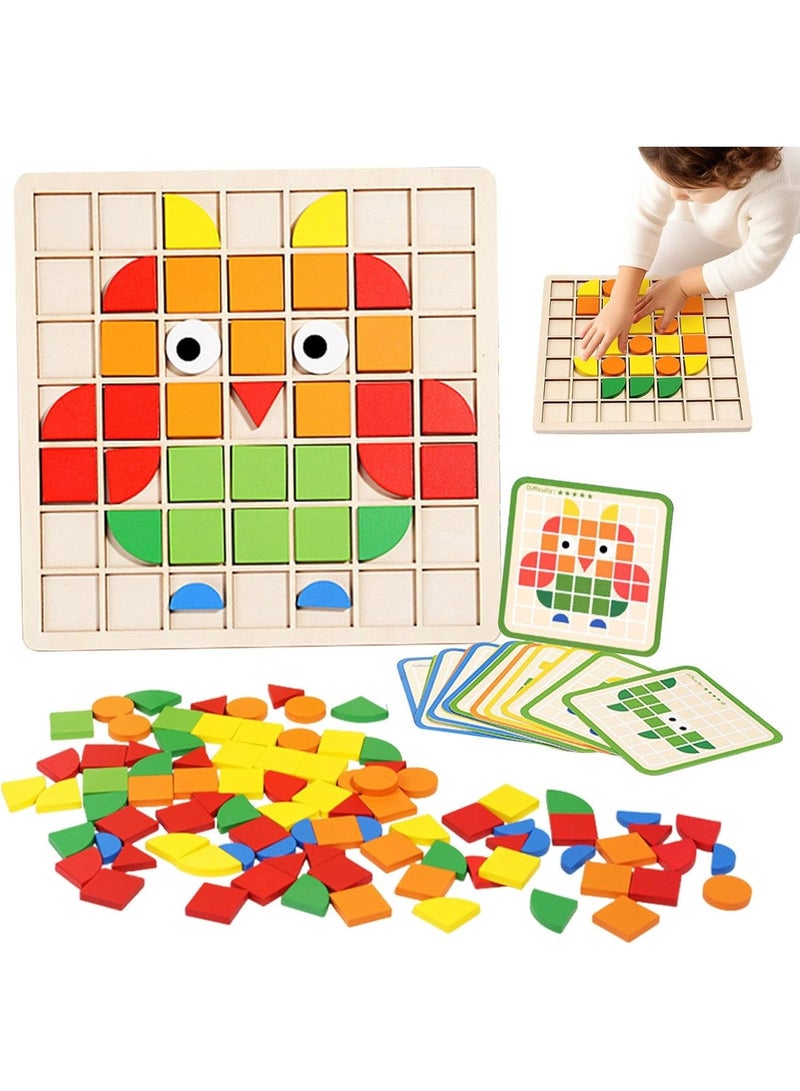 Hedge Colorful Pattern Block Puzzle Board with Cards Educational Shape Matching Game Brain Development and Hand-Eye Coordination Learning Toy for Boys and Girls - Image 3
