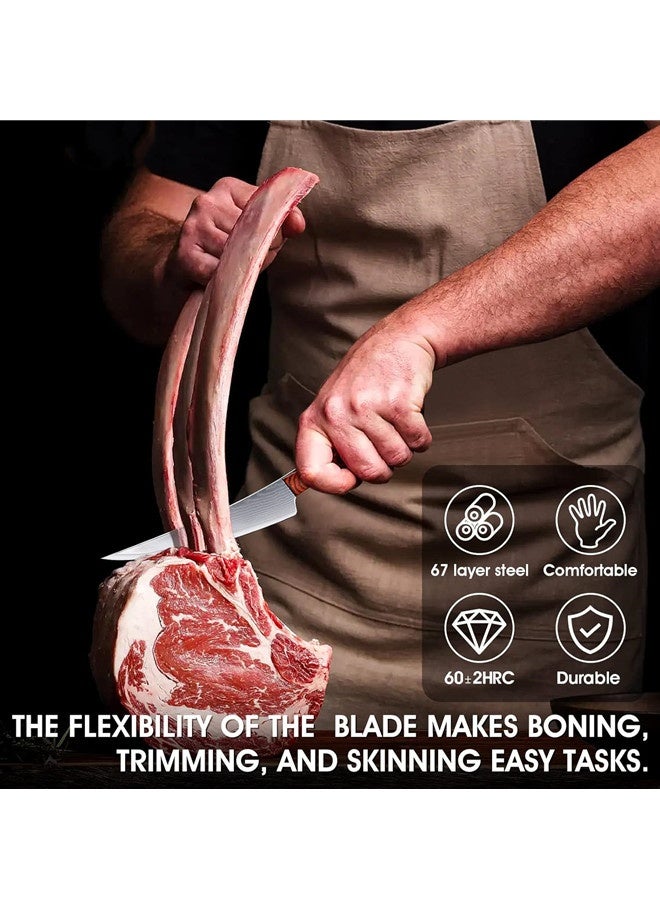 أوساويك سكين ربط دمشق، التانغانغ الكامل مع مقبض روزوود 5.5 بوصة، نزع البوق المتعدد وسكين تشذيب اللحوم مع صندوق هدايا - Image 3