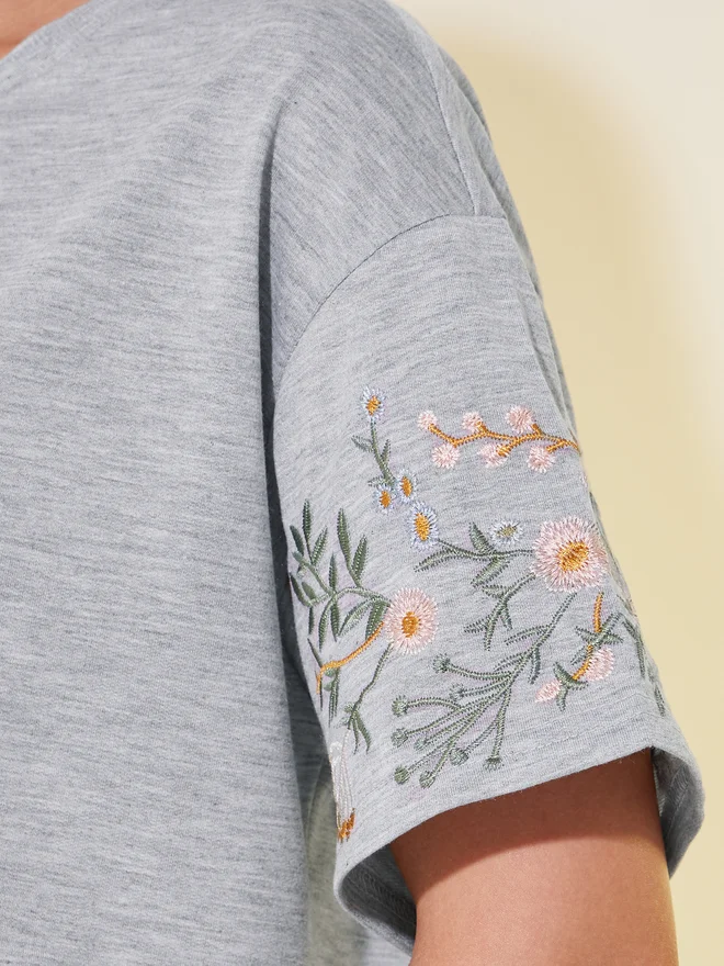 Take Two Take Two Embroidered Detail Short Sleeve T-Shirt and Pants Co-Ords