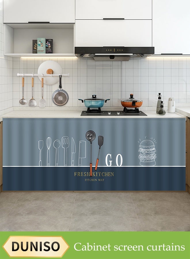 DUNISO Kitchen Cabinet Curtain, Velcro Sundries Rack Door Curtain, Pull Curtain, Punch-Free Cabinet Dust Fume Curtain, Sink Curtain, Locker Privacy Curtain, Shelf Cabinet Curtain, Bookcase Shoe Rack Dust Curtain, Self-Adhesive 100*140cm  - Image 1