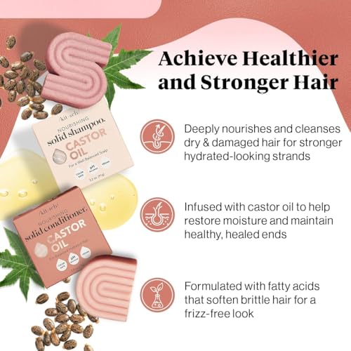 Kitsch Castor Oil Shampoo and Conditioner Set Organic Castor Oil Hair Care for Dull Dry Hair Nourishing Bar Soap for Hair Growth Free of Sulfate Silicone Paraben 2pcs - Image 3