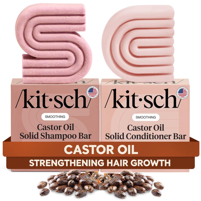 Kitsch Castor Oil Shampoo and Conditioner Set Organic Castor Oil Hair Care for Dull Dry Hair Nourishing Bar Soap for Hair Growth Free of Sulfate Silicone Paraben 2pcs - Image 2