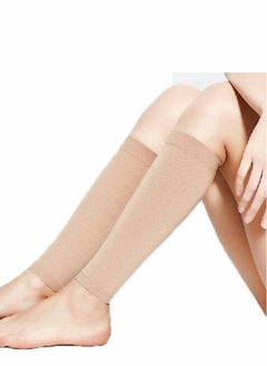 Captaintech Compression Socks, Calf Compression Sleeve Women Footless Skin-Colored Calf Support Mid-Calf Health Stretch Socks for Men and Women Shin Splints Varicose Vein Recovery (1 Pair, 34-40mm)  - Image 3