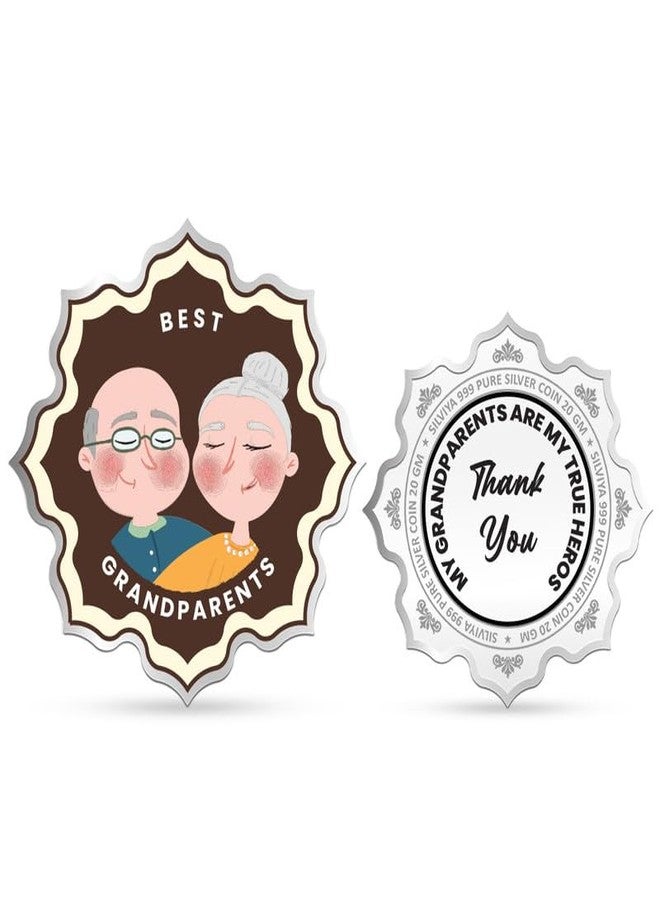 Silviya BIS Hallmarked "Ideal Grandparents" 999 Pure Silver Coin (20 Gram) - Ideal Gift for Grandparents - Grandma - Grandpa - Birthday - Anniversary - With Certificate of Authenticity - Image 1