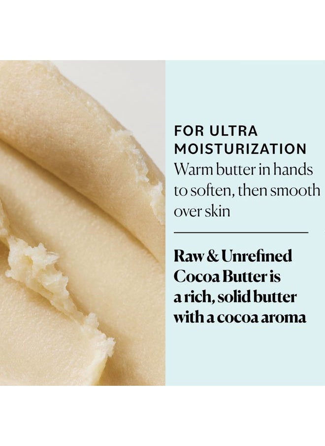 Cocoa Butter for Body, 100% Raw & Unrefined Ultra-Moisturizing Butter to Deeply Hydrate & Condition Skin, Promotes Smooth Skin Tone & Texture, Suitable for Tight or Extra Dry Skin, 16 Oz.