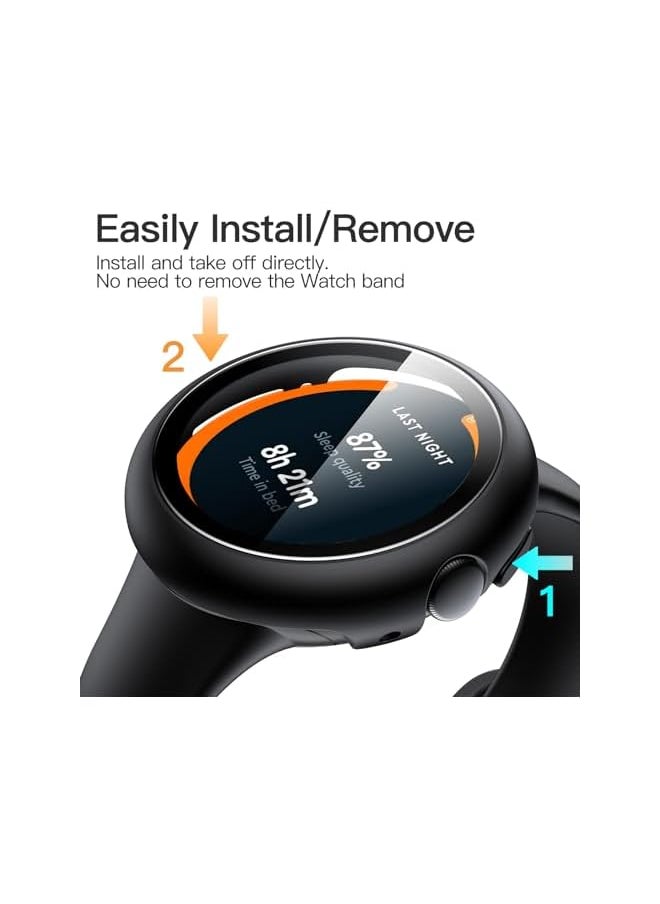 Jetech - JETech Case with Screen Protector for Google Pixel Watch 3/2/1 41mm, Built-in 9H Tempered Glass Film Hard PC Bumper Full Coverage Protective Cover, 2-Pack (Black/Black) - Image 1