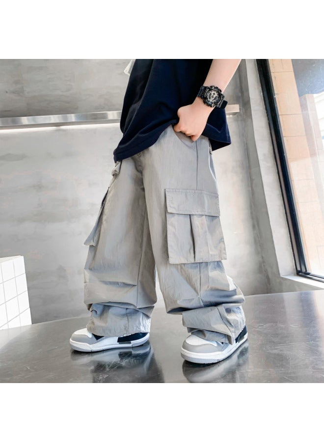 Boys' Summer Cargo Pants  New Style Summer Wear Children's Boys' Casual Long Pants Loose Thin Style For Older Kids