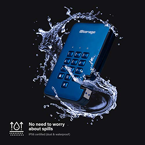 iStorage قرص iStorage diskAshur2 HDD سعة 1TB باللون الأزرق | قرص صلب محمول آمن | محمي بكلمة مرور | مقاوم للغبار والماء | تشفير الأجهزة - Image 5