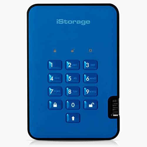 iStorage قرص iStorage diskAshur2 HDD سعة 1TB باللون الأزرق | قرص صلب محمول آمن | محمي بكلمة مرور | مقاوم للغبار والماء | تشفير الأجهزة - Image 1