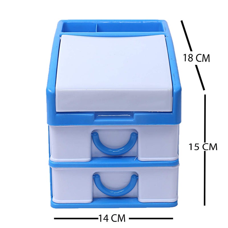 Kuber Industries Kuber Industries Plastic 2 Pieces Three Layer Drawer Storage Cabinet Box BlueCTKTC13122 - Image 2