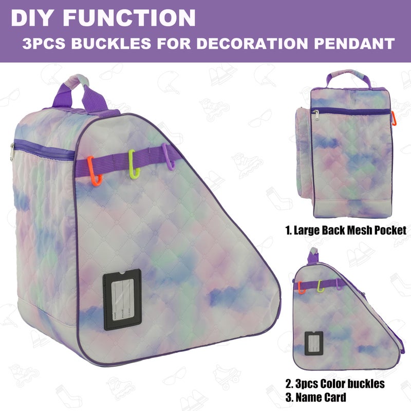 HEXIFUL Skate Bag to Carry Ice Skates, Inline Skates, Roller Skates and Quad Skates for Both Kids and Adults (Watercolor/Purple 010), HXFSKB000 - Image 5