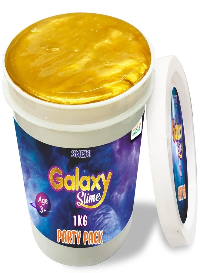 SNEKI (1 Kg) Gold Galaxy Slime for Kids DIY Fruit Scented Metallic Magic Toy Slimy Slime Gel Jelly Putty Art Toys Birthday Gift Box for Boys Girls 3 to 10 Years - Image 1