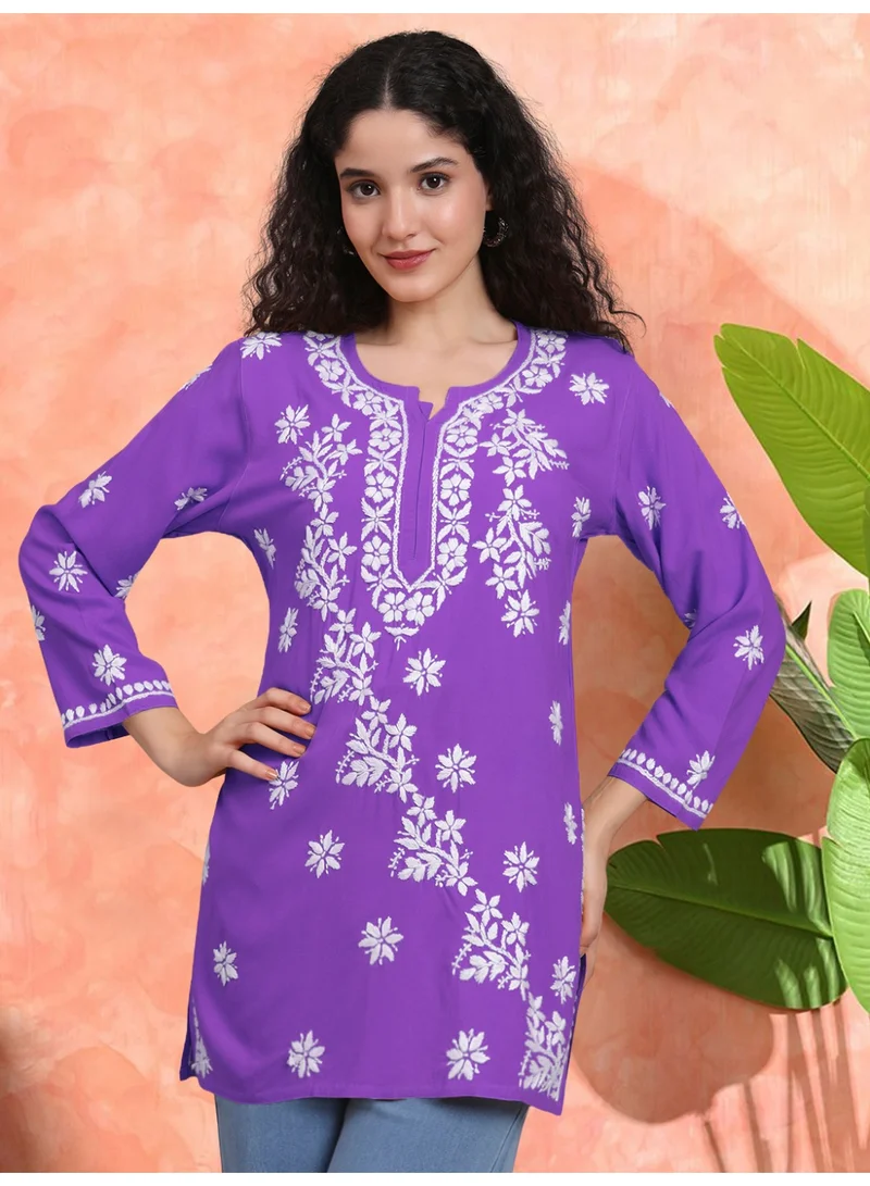 الايا كرتي مطرزة يدوياً من رايون شيكانكاري للنساء