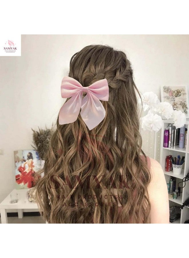 Samyak 6 Pcs Women Bow Hair Clips Fabric Organza Bow with Tail Style Hair Barrettes Pins, Random Colors - Image 5