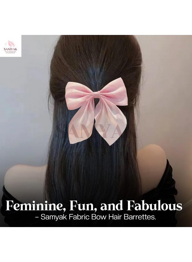 Samyak 6 Pcs Women Bow Hair Clips Fabric Organza Bow with Tail Style Hair Barrettes Pins, Random Colors - Image 4