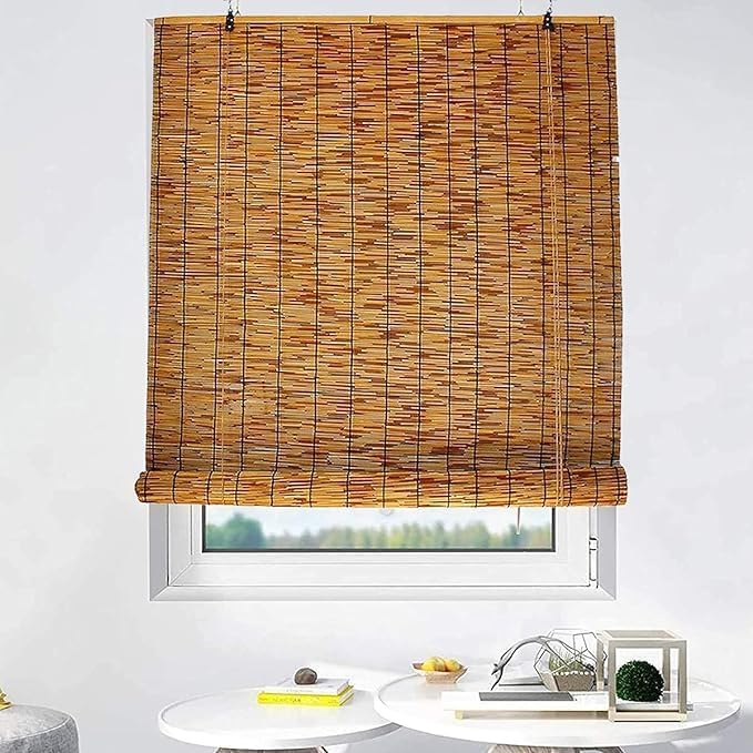 LINGWEI Natural 𝐁𝐚𝐦𝐛𝐨𝐨 Roll-Up 𝐁𝐥𝐢𝐧𝐝𝐬 – Light Filtering, Privacy Screen, Insect Door Curtain for Patios & Windows – Easy Installation for Indoor & Outdoor Use (Big (with Accessories)) - Image 2