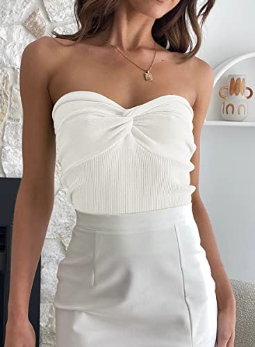 EFAN Womens Tube Tops Fall Fashion Summer Outfits 2025 Casual Beach Vacation Clothes Sweaters Strapless Sleeveless Tank Tops Off-White S - Image 4