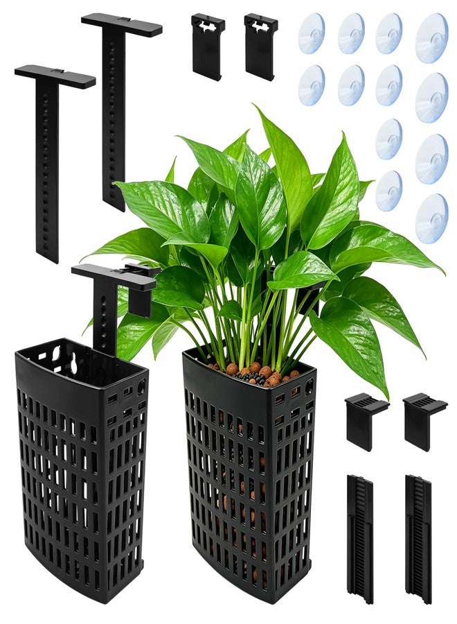 KCMOSGI 2 PCS Adjustable Aquarium Plant Holder, Fish Tank Plants Holder, Aquarium Plant Basket with Extendable Hook and Suction Cup for Fish Tank Aquaponic Cultivation - Image 1