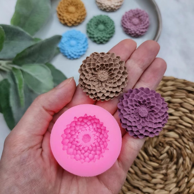 Skytail Skytail 3pcs Rose Peony Flower Silicone Candle Moulds for Candle Making Aromatherapy Lotus Candle Mini Wax Melts Home Decorations 3D Different Size Flower Silicone Cupcake Mould Cookies Muffin Soap  - Image 3