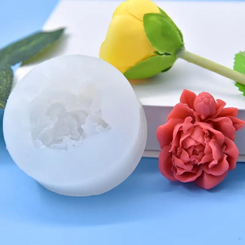 Skytail Skytail 3pcs Rose Peony Flower Silicone Candle Moulds for Candle Making Aromatherapy Lotus Candle Mini Wax Melts Home Decorations 3D Different Size Flower Silicone Cupcake Mould Cookies Muffin Soap  - Image 5