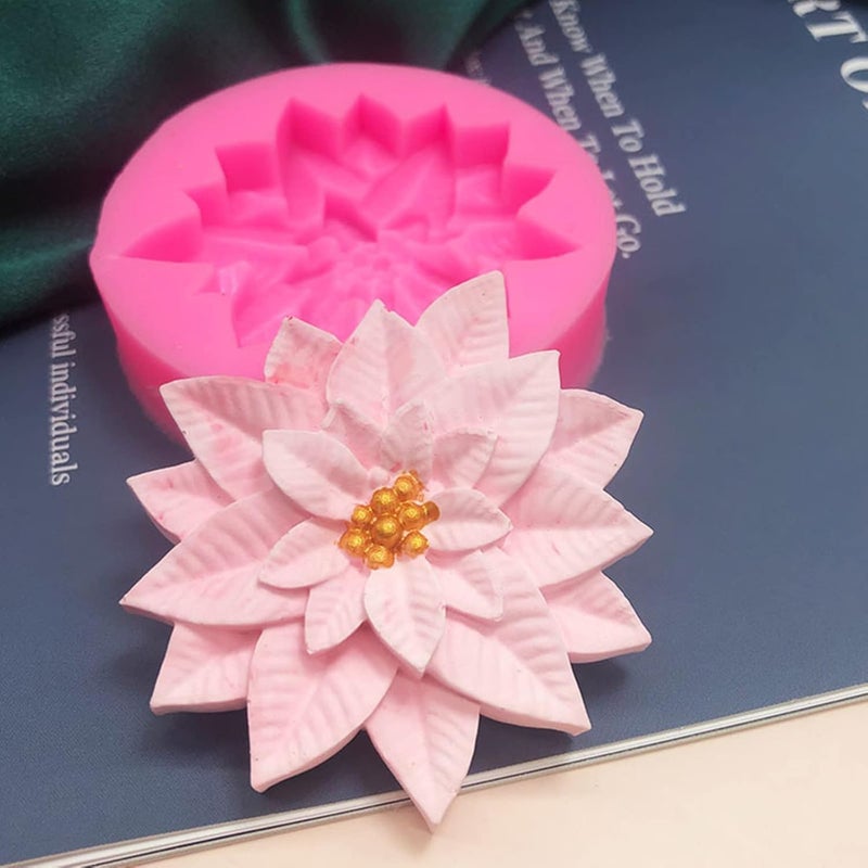 Skytail Skytail 3pcs Rose Peony Flower Silicone Candle Moulds for Candle Making Aromatherapy Lotus Candle Mini Wax Melts Home Decorations 3D Different Size Flower Silicone Cupcake Mould Cookies Muffin Soap  - Image 4