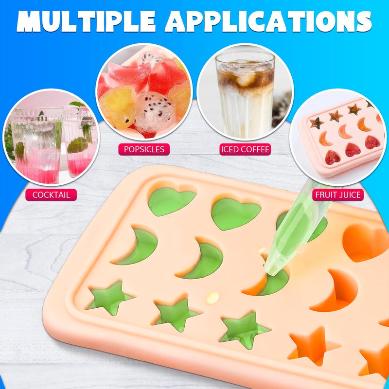 ALPENKOK Cute Ice Cube Tray with Lid â€“ Flexible, Food Safe, Temperature-Resistant Silicone Star, Moon, and Heart Ice Cube Tray Fun Shapes in 24 Cavities â€“ Easy to Clean and Remove, Great for Home Creations - Image 5