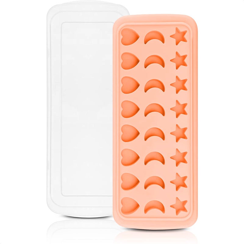 ALPENKOK Cute Ice Cube Tray with Lid â€“ Flexible, Food Safe, Temperature-Resistant Silicone Star, Moon, and Heart Ice Cube Tray Fun Shapes in 24 Cavities â€“ Easy to Clean and Remove, Great for Home Creations - Image 1