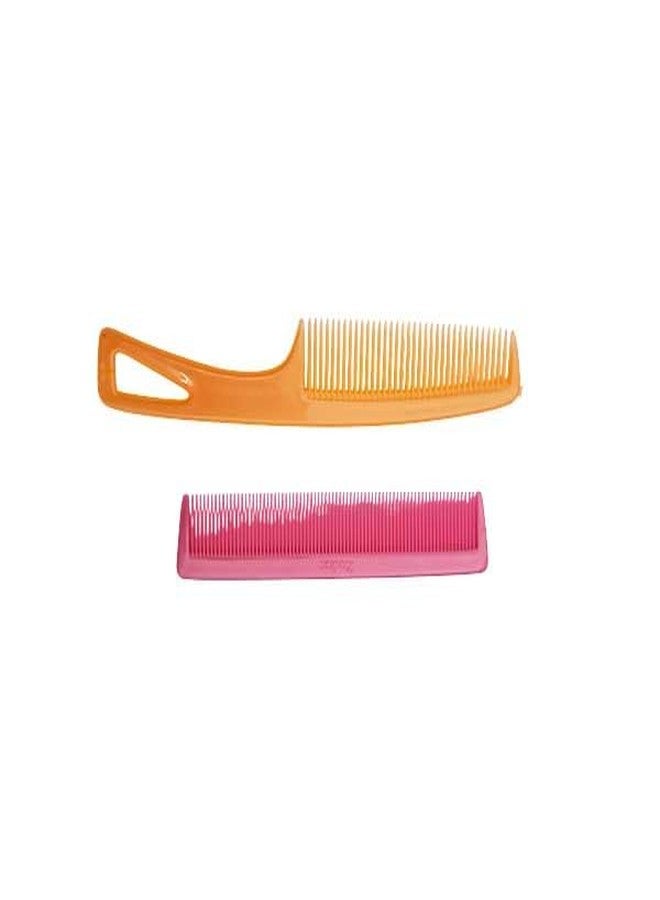 LooKat Multi-Color Hair Combs Set, Professional Styling Detangling Combs, 4 Piece Plastic Wide Tooth Combs in Pink, Purple, Orange, Teal - Image 3