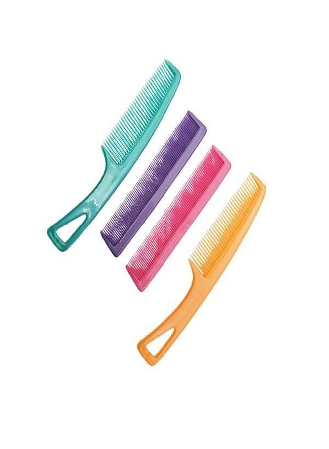 LooKat Multi-Color Hair Combs Set, Professional Styling Detangling Combs, 4 Piece Plastic Wide Tooth Combs in Pink, Purple, Orange, Teal - Image 2