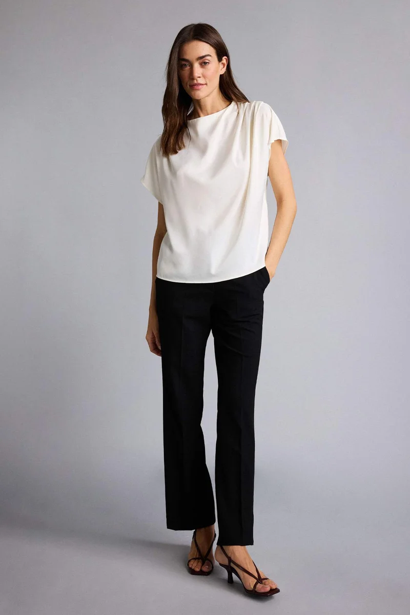 ديفاكتو Regular Fit Degaje Neck Short Sleeve Blouse