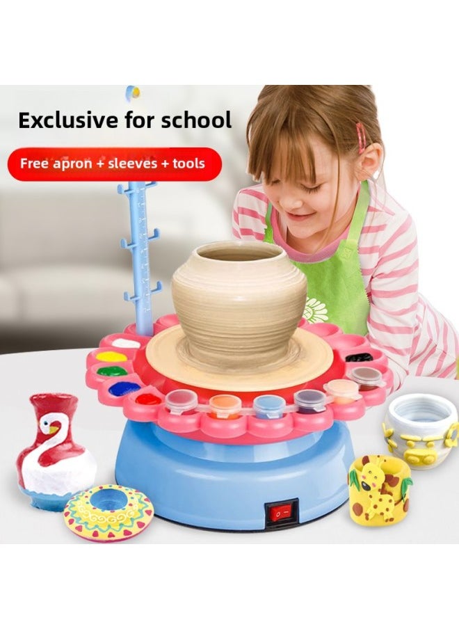 Generic - Soft Clay Children Electric Pottery Machine Clay Clay Primary School Students Special Tools Suit Hand Diy Making Toys 6-Color:[plug-in/2-speed] Puppy Model (3 Clay + 5 Tools + 6 Paints + Apron + Sleeves) - Image 1