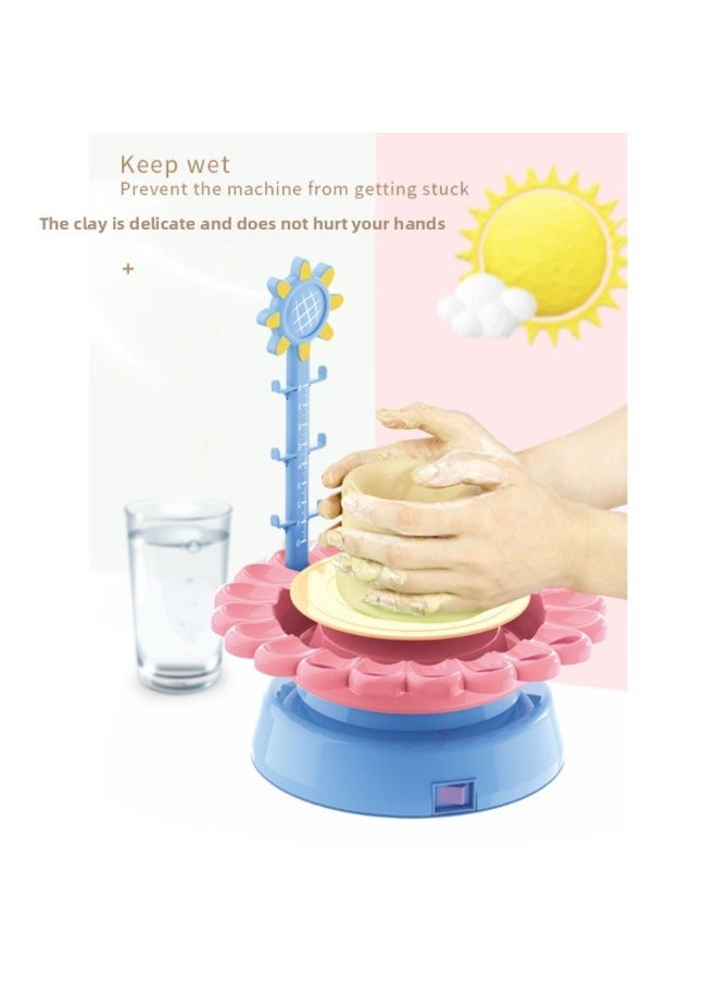 Generic - Soft Clay Children Electric Pottery Machine Clay Clay Primary School Students Special Tools Suit Hand Diy Making Toys 6-Color:[plug-in/2-speed] Puppy Model (3 Clay + 5 Tools + 6 Paints + Apron + Sleeves) - Image 1