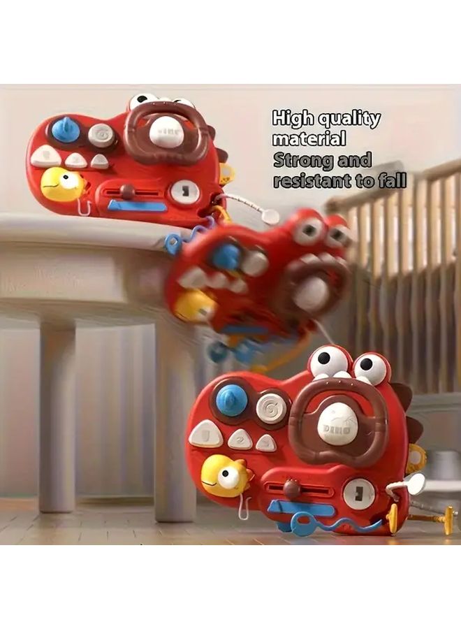 Red Dinosaur Steering Wheel Toy For Kids Motor Skills Hand Eye Coordination - Image 2