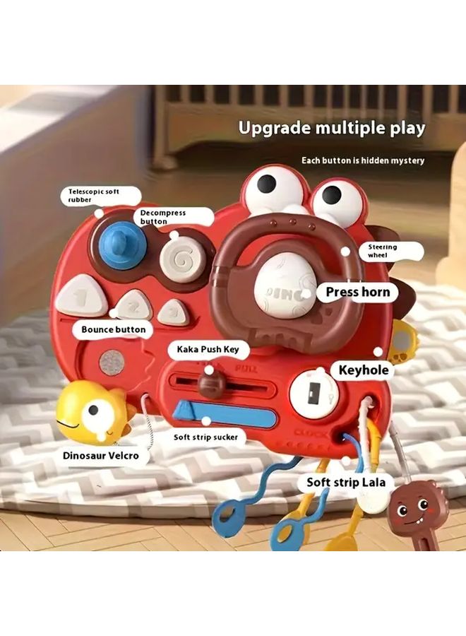 Red Dinosaur Steering Wheel Toy For Kids Motor Skills Hand Eye Coordination - Image 3