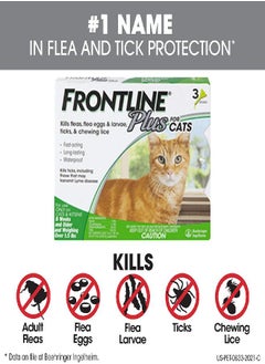 Frontline FRONTLINE Plus For Cats and Kittens Flea and Tick Treatment, 3 Doses  - Image 2