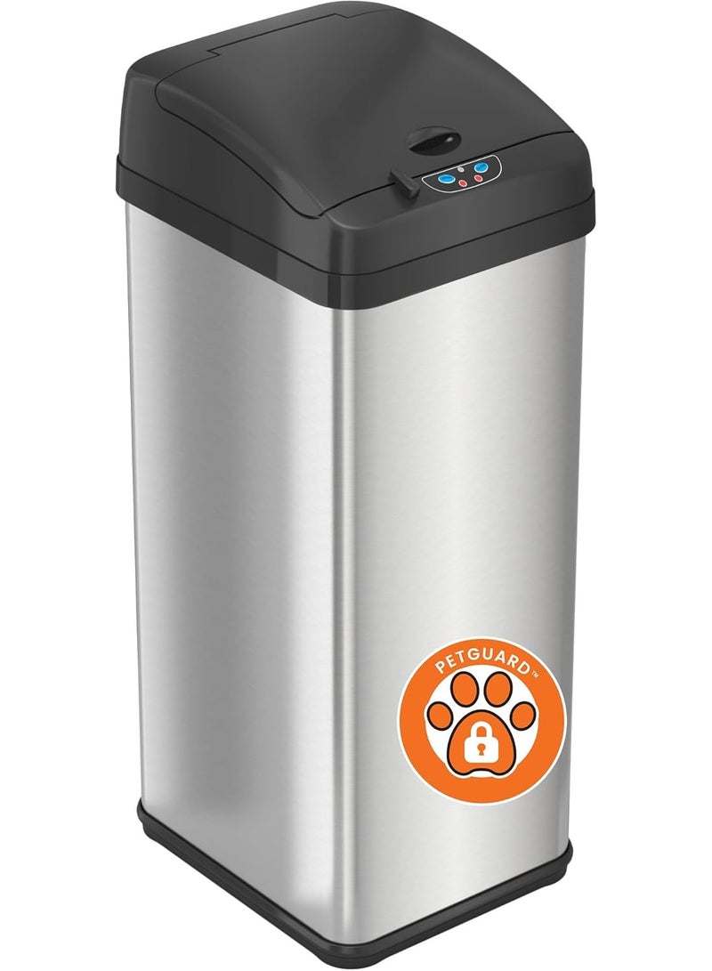 آي تاتش ليس سلة مهملات ذكية بدون لمس، سعة 13 جالونًا، مصنوعة من الفولاذ المقاوم للصدأ، مزودة بقفل مقاوم للحيوانات الأليفة وفلتر امتصاص الروائح - أناقة عصرية ونظافة - Image 5