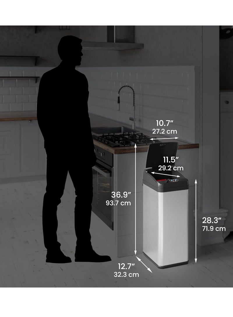 آي تاتش ليس سلة مهملات ذكية بدون لمس، سعة 13 جالونًا، مصنوعة من الفولاذ المقاوم للصدأ، مزودة بقفل مقاوم للحيوانات الأليفة وفلتر امتصاص الروائح - أناقة عصرية ونظافة - Image 4