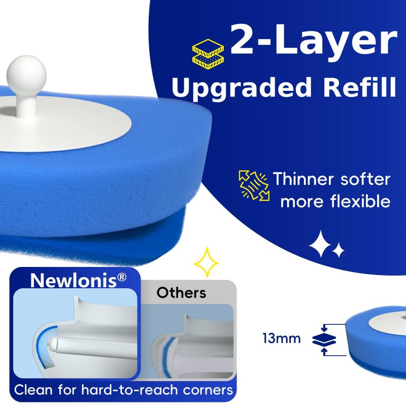 NewlonisÂ® Disposable Toilet Brush with 32 Refills, Wall-Mounted Toilet Bowl Cleaning Wand, Toilet Brush and Holder Set - Image 3