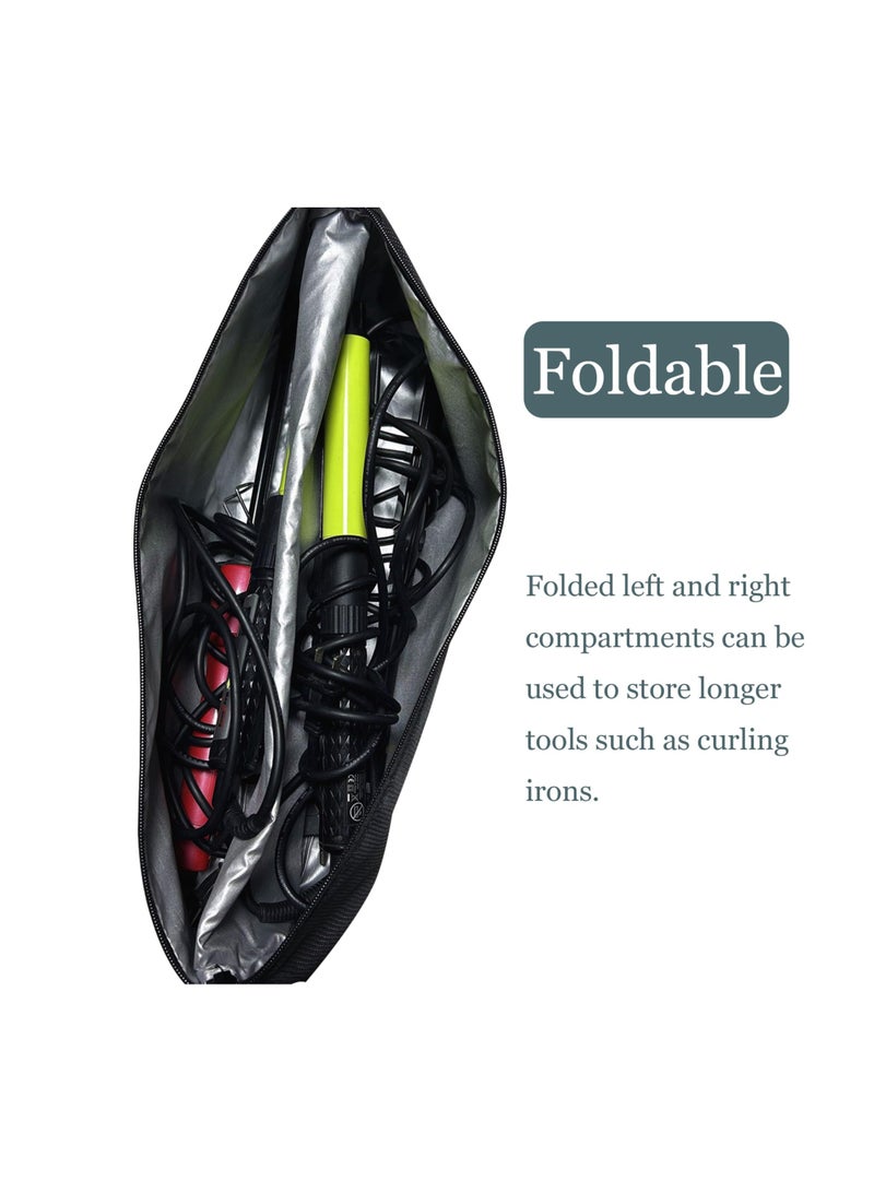 SOLARAE حقيبة تخزين للسفر تناسب جهاز دايسون إير راب ستايلر، حقيبة تخزين سفر قابلة للطي بسعة كبيرة متوافقة مع نظام تصفيف وتجفيف الشعر شيرك فليكس ستايل، منظم محمول لمجفف الشعر (أسود) - Image 3