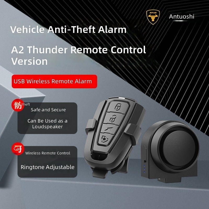 ANTUSI A2 Anti-Theft Bicycle Alarm Bell with Wireless Remote Control, Rechargeable Horn and Tail Light - Image 2