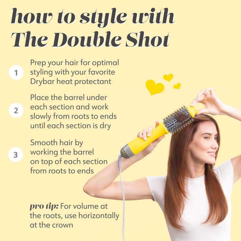 Drybar فرشاة مجفف الشعر دابل شوت من دراي بار | فرشاة ومجفف شعر في واحد، فرشاة خفيفة لتجفيف الشعر الطويل وإضافة الحجم مع 3 درجات حرارة لتصفيف الشعر المخصص - Image 4