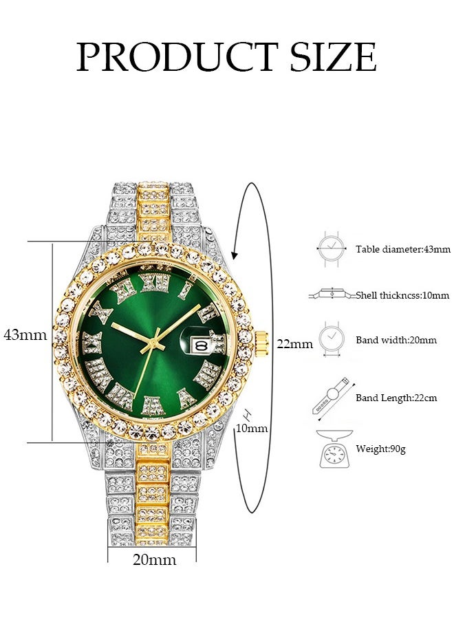 DUNISO Men's diamond watch, square quartz watch, with Roman scale diamond inlaid steel strip fashion watch，suitable for daily, business and party use  - Image 2