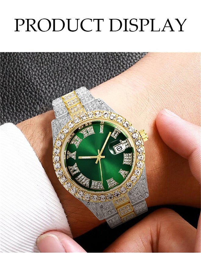 DUNISO Men's diamond watch, square quartz watch, with Roman scale diamond inlaid steel strip fashion watch，suitable for daily, business and party use  - Image 3