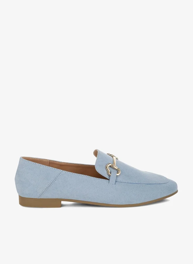 London Rag London Rag Women's Horsebit Embellished Flat Loafers Light Blue