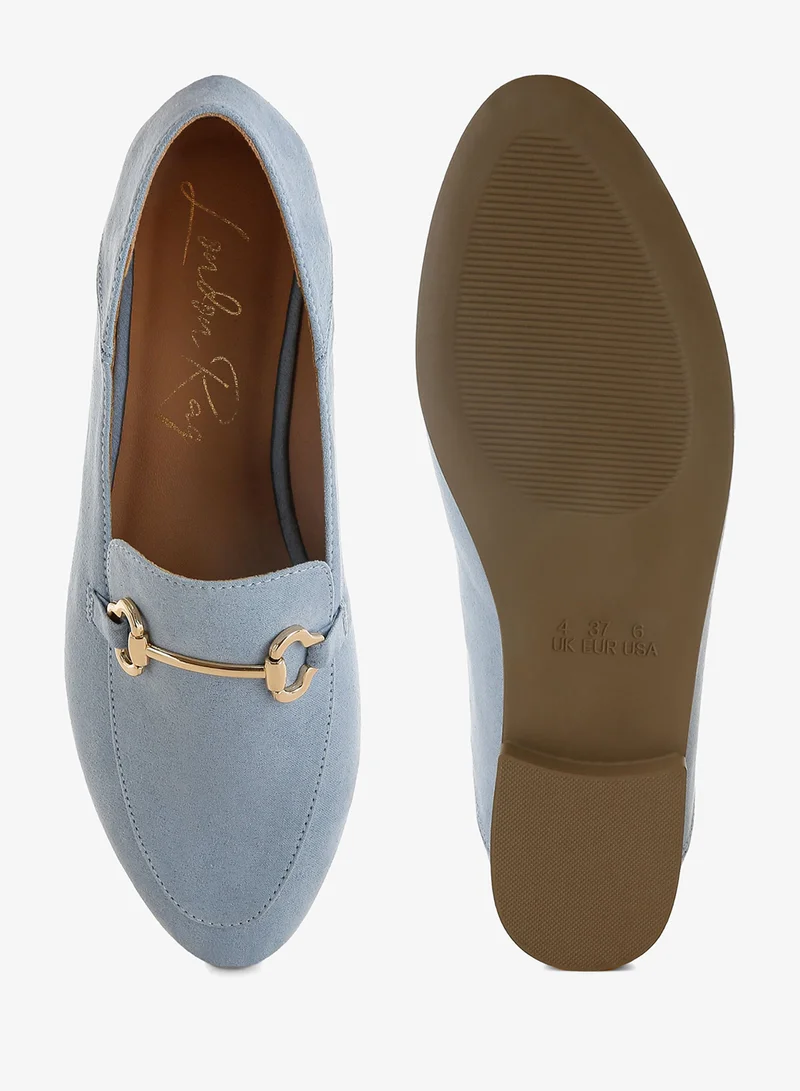 London Rag  London Rag Women's Horsebit Embellished Flat Loafers Light Blue for Women | Best Price UAE