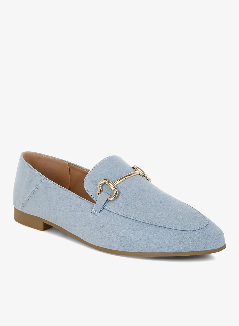 London Rag London Rag Women's Horsebit Embellished Flat Loafers Light Blue