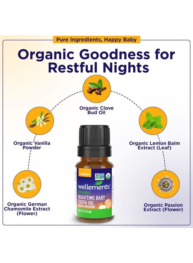 Wellements Organic Nighttime Baby Tooth Oil for 4 Months+ (0.5 Fl Oz) - Baby Teething Relief Oil* for Soothing & Massage for Tiny Gums* - Organic Blend of Essential Oils & Sleepy Time Herbs* - Image 4