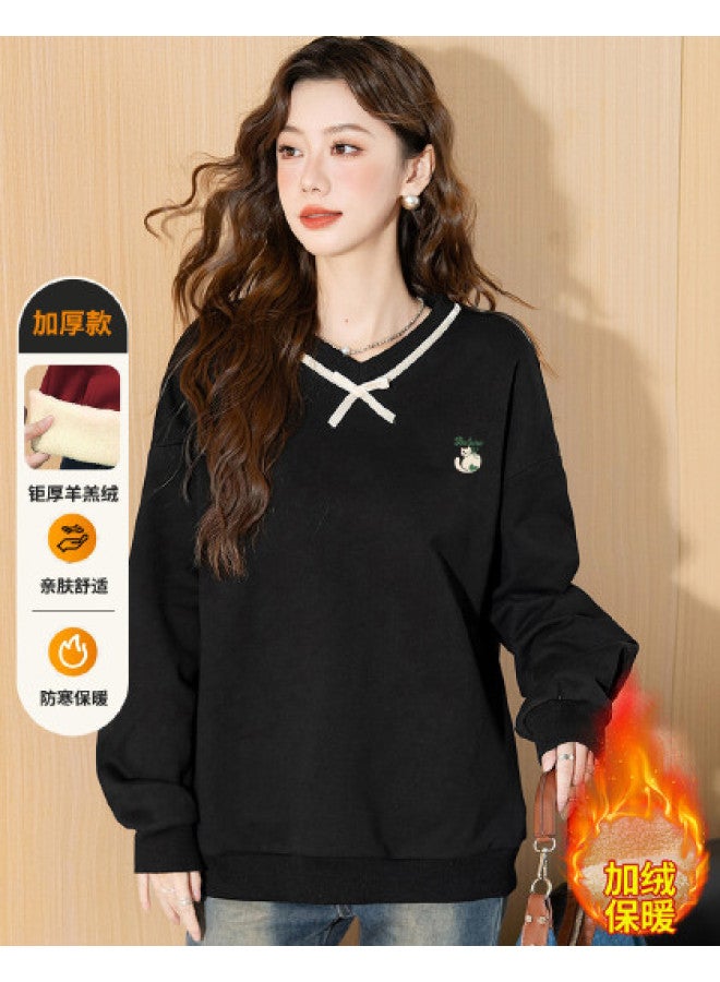 Baleno V-Neck Design Women'S Hoodie, Loose Autumn Warm Lazy Style Top For Women - Image 1